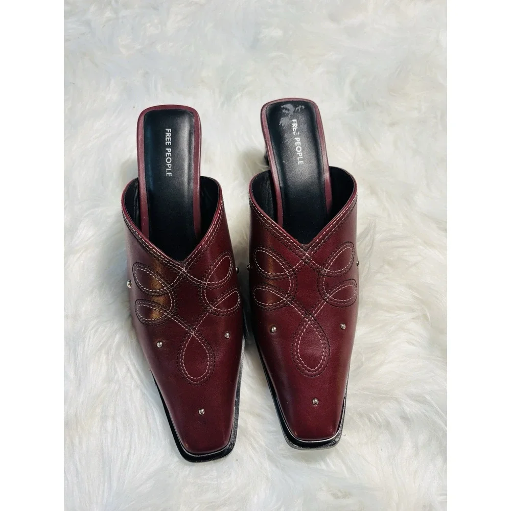 Free People Roxy Metal Tip Leather Mule Women's Size 7 Nwob